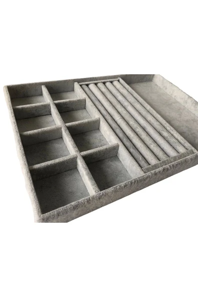 Lizbon Model Süet Kaplama Gri Renk24/34 Cm Tkı Sergileme Standı - Resim 2