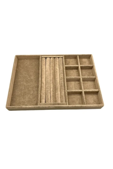 Lizbon Model Süet Kumaş Sütlü Kahve Renk 24/34 Cm Takı Sergileme Standı - Resim 2