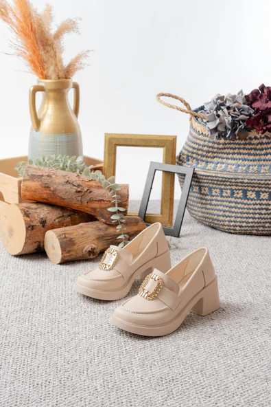 Kadın Aria Toka Detaylı 6 cm Topuklu Lofer Ayakkabı - 4