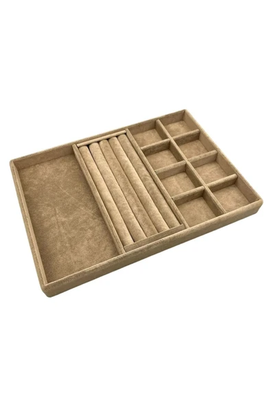 Lizbon Model Süet Kumaş Sütlü Kahve Renk 24/34 Cm Takı Sergileme Standı - Resim 5