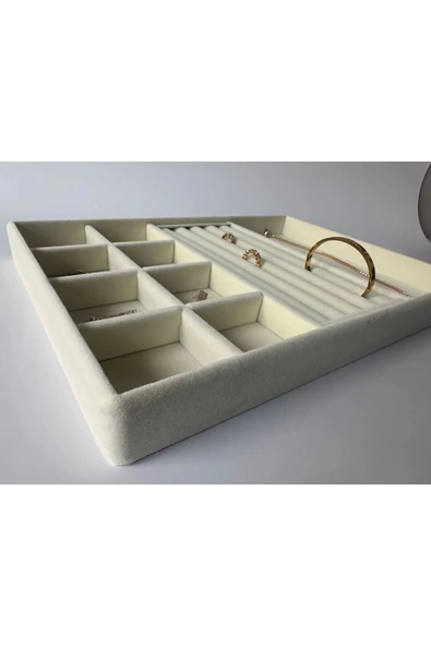 Lizbon Model Süet Kumaş Krem Renk 24/34 CmTakı Sergileme Standı - Resim 4