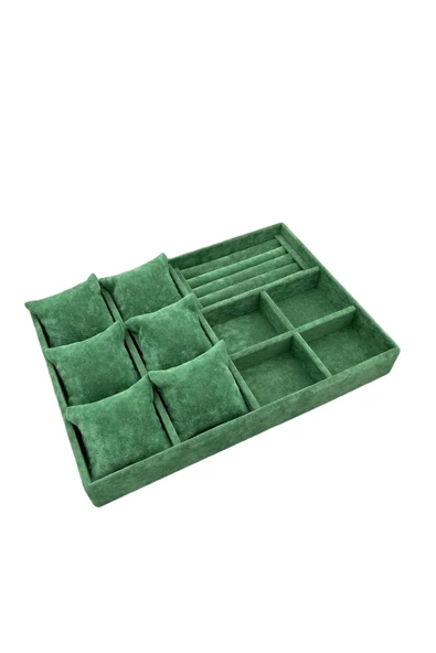 Oslo Model Süet Kaplama Yeşil Renk 24/34 Cm Yastıklı Takı Sergileme Standı - Resim 2