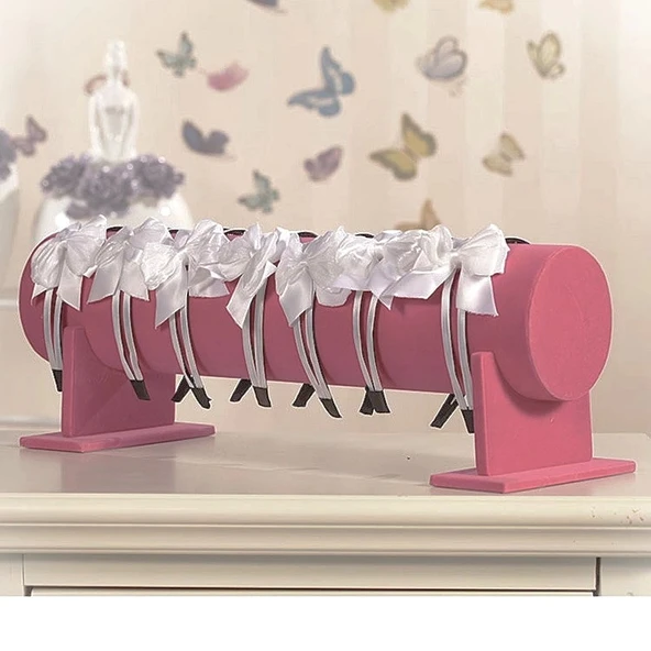 Büyük Boy Süet Kumaş Pembe Renk 50 cm Ayaklı Taç Standı ürün görseli