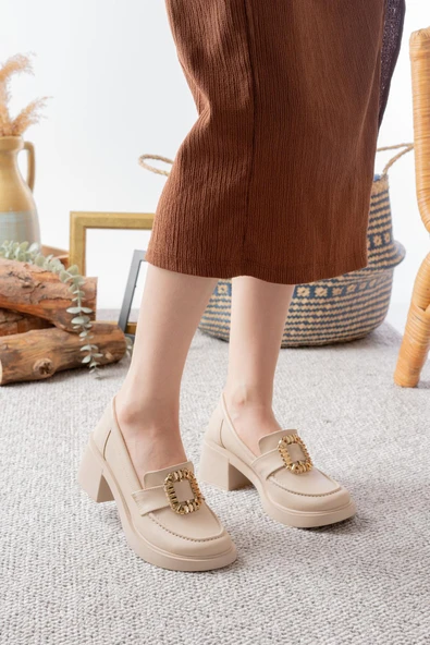 Kadın Aria Toka Detaylı 6 cm Topuklu Lofer Ayakkabı - 3