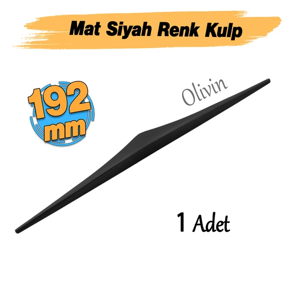 Olivin Mat Siyah Metal Kulp 192 mm 19.2 cm Mobilya Çekmece Mutfak Dolabı Dolap Kulpları Kulbu Kulpu - Resim 3