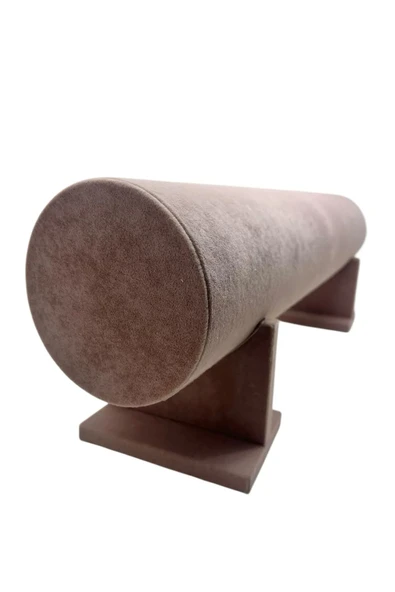 Büyük Boy Süet Kumaş Pembe Renk 50 cm Ayaklı Taç Standı - Resim 4