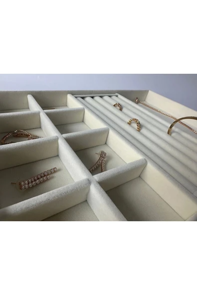 Lizbon Model Süet Kumaş Krem Renk 24/34 CmTakı Sergileme Standı - Resim 3