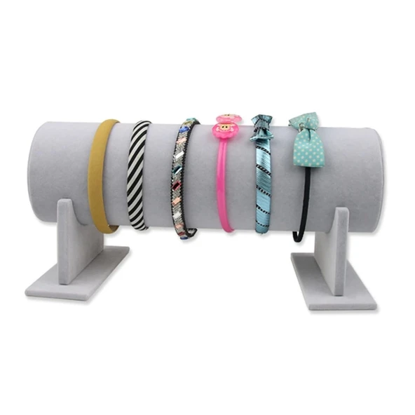 Büyük Boy Süet Kumaş Gri Renk 50 cm Ayaklı Taç Standı