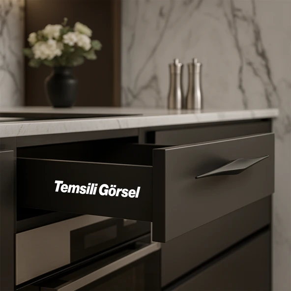 Olivin Mat Siyah Metal Kulp 192 mm 19.2 cm Mobilya Çekmece Mutfak Dolabı Dolap Kulpları Kulbu Kulpu - Resim 5