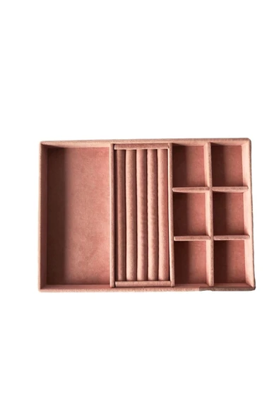 Lizbon Model Süet Kaplama Pembe Renk 24/34 Cm Takı Sergileme Standı - 3