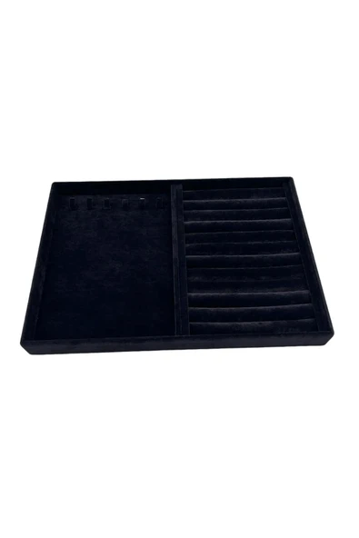 Rio Model Süet Kumaş Siyah Renk 24/34 Cm  Tırnaklı-sosis  Takı Sergileme Standı - Resim 2