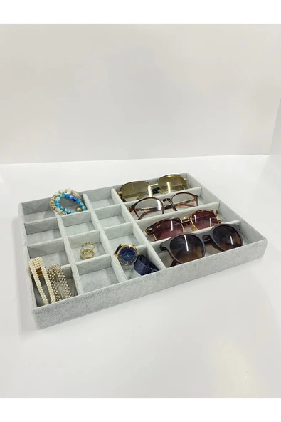 Paris Model Süet Kumaş Gri Renk 24/34 Cm Takı Sergileme Standı - Resim 3