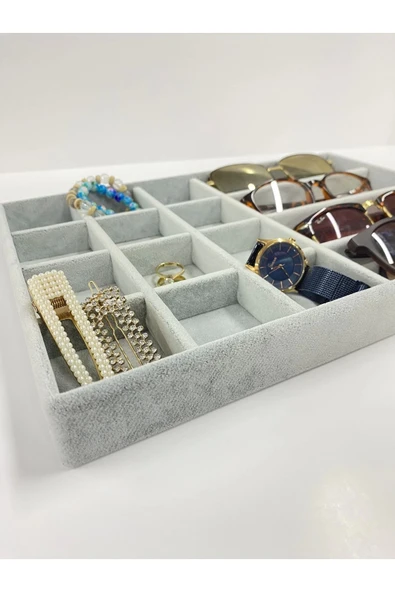 Paris Model Süet Kumaş Gri Renk 24/34 Cm Takı Sergileme Standı - Resim 5