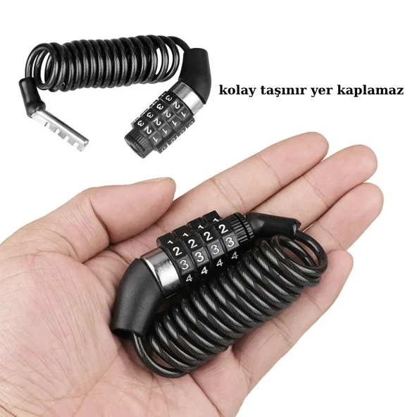 Trend Store Evrensel Şifreli Bisiklet Ve Motosiklet Kilidi 1.6 Metre Kask Kilidi Sepet Ve Ekipman Güvenliği - 3