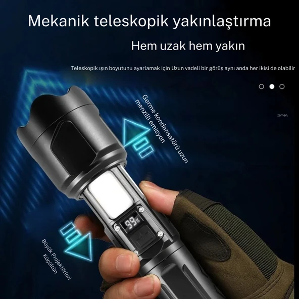 SMALL SUN SM-316 50W 1000 Lümen 800m Menzilli Şarjlı LED El Feneri - 4