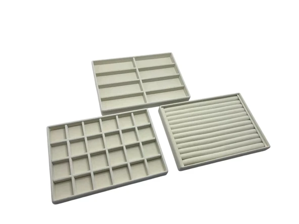 Süet Kumaş Krem Renk  3 Lü TakımTakı Sergileme Standı - Resim 3