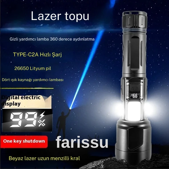 SMALL SUN SM-316 50W 1000 Lümen 800m Menzilli Şarjlı LED El Feneri - 2