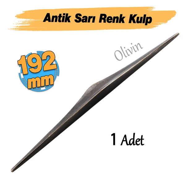 Olivin Antik Sarı Metal Kulp 192 mm 19.2 cm Mobilya Çekmece Mutfak Dolabı Dolap Kulpları Kulbu Kulpu - Resim 2