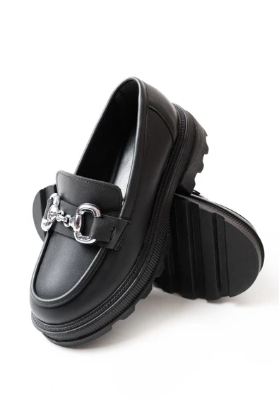 745-773 Siyah Günlük Yüksek Tabanlı Loafer Ayakkabı - Resim 5