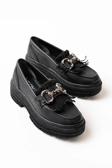 749-750 Siyah Tokalı Günlük Yüksek Tabanlı Loafer Ayakkabı ürün görseli 1