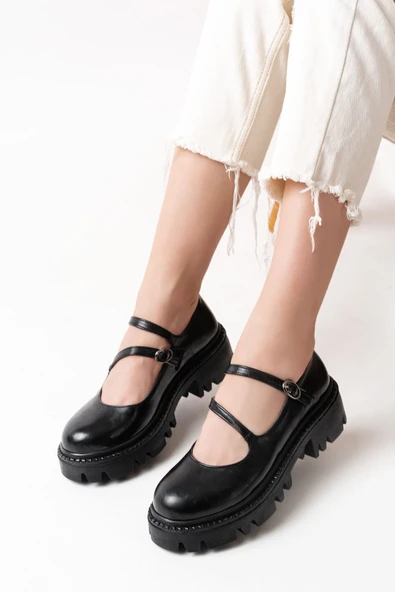 868-756 Siyah Rugan Günlük Yüksek Tabanlı Loafer Ayakkabı - 2