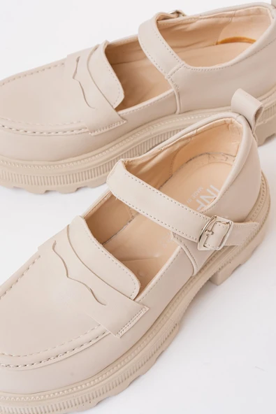 745-771 Bej Kadın Günlük Yüksek Tabanlı Loafer Ayakkabı - Resim 10