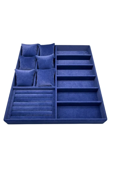 Miami Model Süet Kumaş Lacivert Renk 38 Cm /34 Cm Takı Sergileme Çekmece İçi Stand - 2