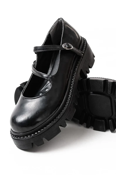 868-756 Siyah Rugan Günlük Yüksek Tabanlı Loafer Ayakkabı - 3