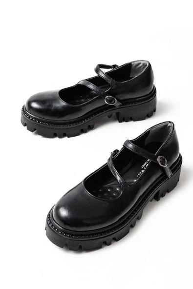 868-756 Siyah Rugan Günlük Yüksek Tabanlı Loafer Ayakkabı - 4