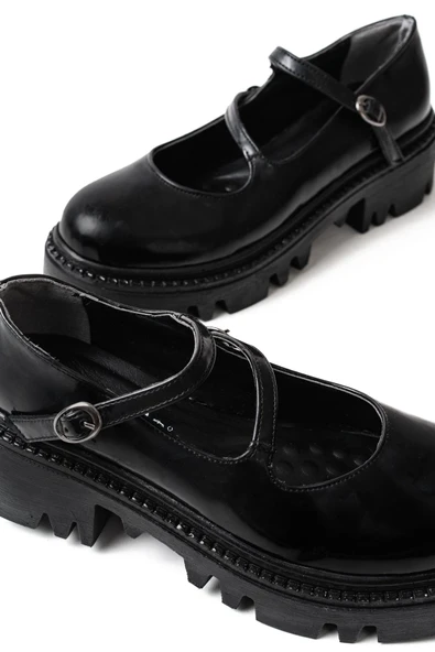 868-756 Siyah Rugan Günlük Yüksek Tabanlı Loafer Ayakkabı - 5