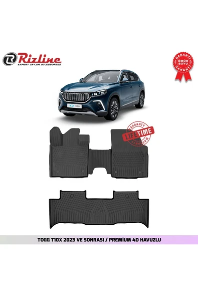 Rizline Togg T10x 2023 Ve Sonrası Uyumlu 3d Premium Havuzlu Paspas ürün görseli 1