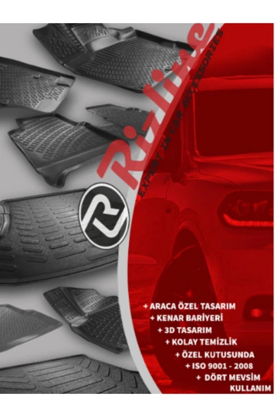 Rizline Renault Clio 5 E-Tech (2023 ve Sonrası) Havuzlu Paspas Seti Siyah - Resim 3