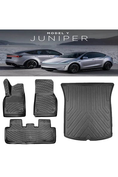 Rizline Tesla Model Y Juniper 2025 ve Sonrası 3D Havuzlu Paspas ve Bagaj Havuzu Set ürün görseli