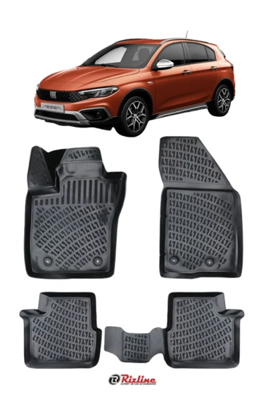 Rizline Fiat Egea Cross 2020 ve Sonrası Havuzlu Paspas Seti Siyah ürün görseli