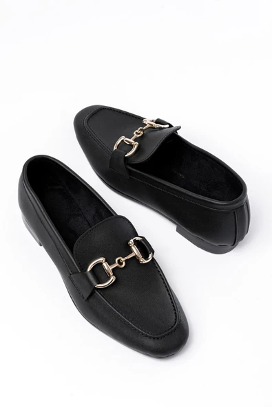 303 Siyah Toka Aksesuarlı Günlük Kadın Babet - Resim 2