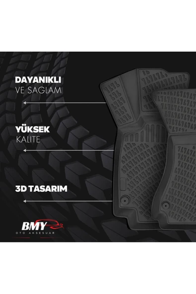 Rizline Mitsubishi L200 2005-2018 Araca Özel 3D Havuzlu Paspas Siyah BMY - Resim 4
