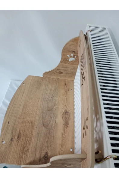 RealWood Özel Isim Baskılı , Ahşap, Pufidik Minderli, Çengelli Kalorifer Peteği / Duvar Askılı Kedi Yatağı - 2