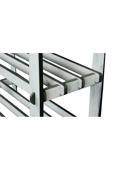 RealWood Ahşap Dekoratif Ayakkabılık, Portatif Ayakkabılık, Çok Amaçlı Dekoratif Raf 3 Katlı-BEYAZ - 6