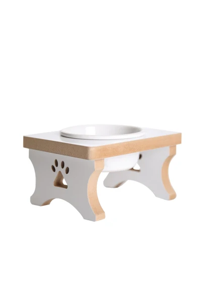 RealWood Ahşap Kaseli Tekli Kedi-köpek Küçük Irk Su-mama Standı - Resim 2