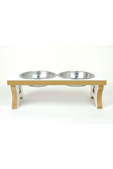 RealWood Ahşap Çelik Kaseli Kedi- Köpek Mama Ve Su Kabı Stantı-2*350 Ml. - 1