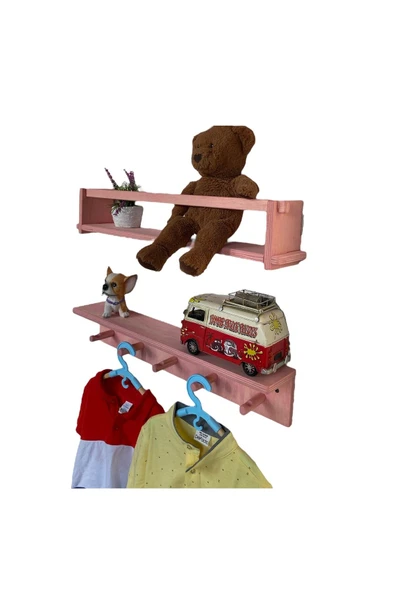 RealWood AHŞAP ÇOCUK ODASI ASKILIK VE MONTESSORİ KİTAPLIK RAF 2'Lİ 55 CM. - 1