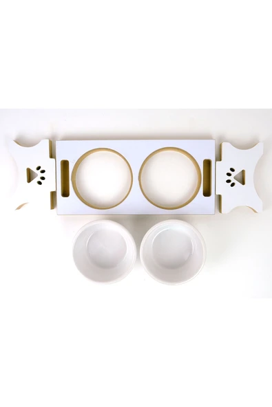 RealWood Seramik Kaseli, Ahşap Büyük Irk Köpek Mama Ve Su Kabı Stantı-2*1000 Ml. - Resim 5