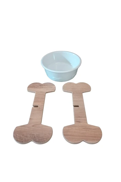 RealWood Seramik Kaseli Ahşap Ayaklı Tekli Büyük Irk Köpek Mama/su Stantı-1000 Ml. - 3
