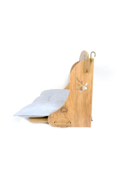 RealWood Özel Isim Baskılı , Ahşap, Pufidik Minderli, Çengelli Kalorifer Peteği / Duvar Askılı Kedi Yatağı - 5