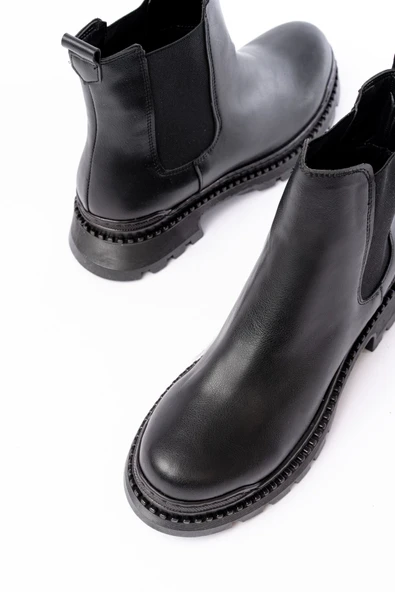 2051-2137 Siyah Lastikli Günlük Kadın Bot - Resim 4