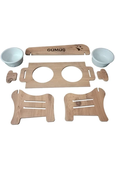 RealWood Kedi&köpek Su Ve Mama Kabı-özelisimbaskılı-meşe-meşemdf-2kademe-küçükortaırk-seramikbeyazkase-2*400 - 6