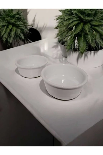 RealWood Köpek Su Ve Mama Kabı - Seramik Beyaz Kase - 2'li - Büyük Irk - 19cm - 2*1000ml