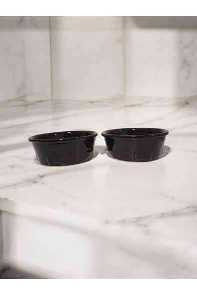 RealWood Köpek Su Ve Mama Kabı - Seramik Siyah Kase - 2'li Büyük Irk - 19cm - 2*1000ml - 2