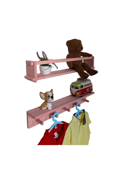 RealWood AHŞAP ÇOCUK ODASI ASKILIK VE MONTESSORİ KİTAPLIK RAF 2'Lİ 55 CM. - 3