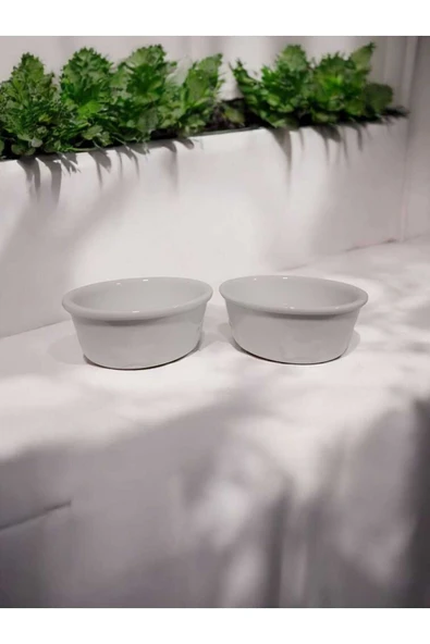 RealWood Köpek Su Ve Mama Kabı - Seramik Beyaz Kase - 2'li - Büyük Irk - 19cm - 2*1000ml - 5